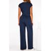 imagePRETTYGARDEN 2 Piece Lounge Sets For Women 2026 Summer Casual Outfits Cap Sleeve Belted Crop Tops Wide Palazzo Leg PantsNavy