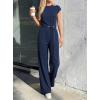 imagePRETTYGARDEN 2 Piece Lounge Sets For Women 2026 Summer Casual Outfits Cap Sleeve Belted Crop Tops Wide Palazzo Leg PantsNavy
