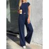 imagePRETTYGARDEN 2 Piece Lounge Sets For Women 2026 Summer Casual Outfits Cap Sleeve Belted Crop Tops Wide Palazzo Leg PantsNavy