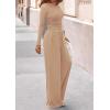 imagePRETTYGARDEN Matching Sets Women Clothing 2026 Fall Fashion Travel 2 Piece Lounge Sets Long Sleeve Crop Top Wide Leg PantsApricot