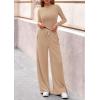 imagePRETTYGARDEN Matching Sets Women Clothing 2026 Fall Fashion Travel 2 Piece Lounge Sets Long Sleeve Crop Top Wide Leg PantsApricot
