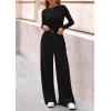 imagePRETTYGARDEN Matching Sets Women Clothing 2026 Fall Fashion Travel 2 Piece Lounge Sets Long Sleeve Crop Top Wide Leg PantsBlack