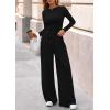 imagePRETTYGARDEN Matching Sets Women Clothing 2026 Fall Fashion Travel 2 Piece Lounge Sets Long Sleeve Crop Top Wide Leg PantsBlack