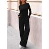 imagePRETTYGARDEN Matching Sets Women Clothing 2026 Fall Fashion Travel 2 Piece Lounge Sets Long Sleeve Crop Top Wide Leg PantsBlack