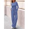 imagePRETTYGARDEN Matching Sets Women Clothing 2026 Fall Fashion Travel 2 Piece Lounge Sets Long Sleeve Crop Top Wide Leg PantsBlue