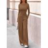 imagePRETTYGARDEN Matching Sets Women Clothing 2026 Fall Fashion Travel 2 Piece Lounge Sets Long Sleeve Crop Top Wide Leg PantsDark Khaki