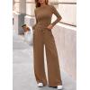 imagePRETTYGARDEN Matching Sets Women Clothing 2026 Fall Fashion Travel 2 Piece Lounge Sets Long Sleeve Crop Top Wide Leg PantsDark Khaki