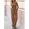 imagePRETTYGARDEN Matching Sets Women Clothing 2026 Fall Fashion Travel 2 Piece Lounge Sets Long Sleeve Crop Top Wide Leg PantsDark Khaki