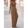 imagePRETTYGARDEN Matching Sets Women Clothing 2026 Fall Fashion Travel 2 Piece Lounge Sets Long Sleeve Crop Top Wide Leg PantsDark Khaki
