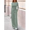 imagePRETTYGARDEN Matching Sets Women Clothing 2026 Fall Fashion Travel 2 Piece Lounge Sets Long Sleeve Crop Top Wide Leg PantsGreen