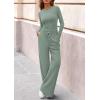 imagePRETTYGARDEN Matching Sets Women Clothing 2026 Fall Fashion Travel 2 Piece Lounge Sets Long Sleeve Crop Top Wide Leg PantsGreen