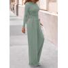 imagePRETTYGARDEN Matching Sets Women Clothing 2026 Fall Fashion Travel 2 Piece Lounge Sets Long Sleeve Crop Top Wide Leg PantsGreen