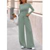 imagePRETTYGARDEN Matching Sets Women Clothing 2026 Fall Fashion Travel 2 Piece Lounge Sets Long Sleeve Crop Top Wide Leg PantsGreen
