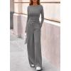 imagePRETTYGARDEN Matching Sets Women Clothing 2026 Fall Fashion Travel 2 Piece Lounge Sets Long Sleeve Crop Top Wide Leg PantsGrey