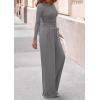 imagePRETTYGARDEN Matching Sets Women Clothing 2026 Fall Fashion Travel 2 Piece Lounge Sets Long Sleeve Crop Top Wide Leg PantsGrey