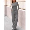imagePRETTYGARDEN Matching Sets Women Clothing 2026 Fall Fashion Travel 2 Piece Lounge Sets Long Sleeve Crop Top Wide Leg PantsGrey