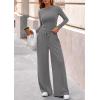 imagePRETTYGARDEN Matching Sets Women Clothing 2026 Fall Fashion Travel 2 Piece Lounge Sets Long Sleeve Crop Top Wide Leg PantsGrey
