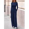 imagePRETTYGARDEN Matching Sets Women Clothing 2026 Fall Fashion Travel 2 Piece Lounge Sets Long Sleeve Crop Top Wide Leg PantsNavy