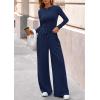 imagePRETTYGARDEN Matching Sets Women Clothing 2026 Fall Fashion Travel 2 Piece Lounge Sets Long Sleeve Crop Top Wide Leg PantsNavy
