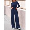 imagePRETTYGARDEN Matching Sets Women Clothing 2026 Fall Fashion Travel 2 Piece Lounge Sets Long Sleeve Crop Top Wide Leg PantsNavy