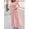 imagePRETTYGARDEN Matching Sets Women Clothing 2026 Fall Fashion Travel 2 Piece Lounge Sets Long Sleeve Crop Top Wide Leg PantsPink