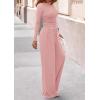 imagePRETTYGARDEN Matching Sets Women Clothing 2026 Fall Fashion Travel 2 Piece Lounge Sets Long Sleeve Crop Top Wide Leg PantsPink
