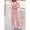 imagePRETTYGARDEN Matching Sets Women Clothing 2026 Fall Fashion Travel 2 Piece Lounge Sets Long Sleeve Crop Top Wide Leg PantsPink