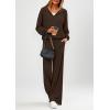 imagePRETTYGARDEN Womens 2 Piece Fall Lounge Sets 2026 Zip Up Hoodie Wide Leg Tracksuit Spring Matching Travel Outfits ClothesBrown