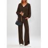 imagePRETTYGARDEN Womens 2 Piece Fall Lounge Sets 2026 Zip Up Hoodie Wide Leg Tracksuit Spring Matching Travel Outfits ClothesBrown