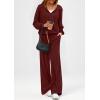 imagePRETTYGARDEN Womens 2 Piece Fall Lounge Sets 2026 Zip Up Hoodie Wide Leg Tracksuit Spring Matching Travel Outfits ClothesBurgundy