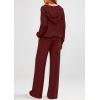 imagePRETTYGARDEN Womens 2 Piece Fall Lounge Sets 2026 Zip Up Hoodie Wide Leg Tracksuit Spring Matching Travel Outfits ClothesBurgundy