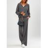 imagePRETTYGARDEN Womens 2 Piece Fall Lounge Sets 2026 Zip Up Hoodie Wide Leg Tracksuit Spring Matching Travel Outfits ClothesDark Grey