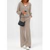 imagePRETTYGARDEN Womens 2 Piece Fall Lounge Sets 2026 Zip Up Hoodie Wide Leg Tracksuit Spring Matching Travel Outfits ClothesKhaki