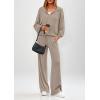 imagePRETTYGARDEN Womens 2 Piece Fall Lounge Sets 2026 Zip Up Hoodie Wide Leg Tracksuit Spring Matching Travel Outfits ClothesKhaki