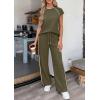 imagePRETTYGARDEN Womens 2 Piece Lounge Sets 2026 Summer Cap Sleeve Tops Wide Leg Pants Travel Outfits Matching Fashion ClothingArmy Green