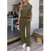 imagePRETTYGARDEN Womens 2 Piece Lounge Sets 2026 Summer Cap Sleeve Tops Wide Leg Pants Travel Outfits Matching Fashion ClothingArmy Green