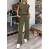 imagePRETTYGARDEN Womens 2 Piece Lounge Sets 2026 Summer Cap Sleeve Tops Wide Leg Pants Travel Outfits Matching Fashion ClothingArmy Green