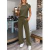 imagePRETTYGARDEN Womens 2 Piece Lounge Sets 2026 Summer Cap Sleeve Tops Wide Leg Pants Travel Outfits Matching Fashion ClothingArmy Green