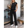imagePRETTYGARDEN Womens 2 Piece Lounge Sets 2026 Summer Cap Sleeve Tops Wide Leg Pants Travel Outfits Matching Fashion ClothingBlack