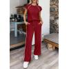 imagePRETTYGARDEN Womens 2 Piece Lounge Sets 2026 Summer Cap Sleeve Tops Wide Leg Pants Travel Outfits Matching Fashion ClothingBurgundy