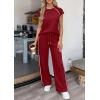 imagePRETTYGARDEN Womens 2 Piece Lounge Sets 2026 Summer Cap Sleeve Tops Wide Leg Pants Travel Outfits Matching Fashion ClothingBurgundy