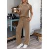 imagePRETTYGARDEN Womens 2 Piece Lounge Sets 2026 Summer Cap Sleeve Tops Wide Leg Pants Travel Outfits Matching Fashion ClothingKhaki