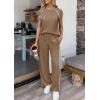 imagePRETTYGARDEN Womens 2 Piece Lounge Sets 2026 Summer Cap Sleeve Tops Wide Leg Pants Travel Outfits Matching Fashion ClothingKhaki