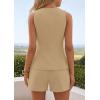 imagePRETTYGARDEN Womens 2 Piece Matching Sets 2026 Fashion Suit Vest Tops Shorts Set Spring Business Casual Vacation OutfitsKhaki