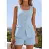 imagePRETTYGARDEN Womens 2 Piece Matching Sets 2026 Fashion Suit Vest Tops Shorts Set Spring Business Casual Vacation OutfitsLight Blue