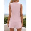 imagePRETTYGARDEN Womens 2 Piece Matching Sets 2026 Fashion Suit Vest Tops Shorts Set Spring Business Casual Vacation OutfitsPink