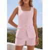imagePRETTYGARDEN Womens 2 Piece Matching Sets 2026 Fashion Suit Vest Tops Shorts Set Spring Business Casual Vacation OutfitsPink