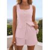imagePRETTYGARDEN Womens 2 Piece Matching Sets 2026 Fashion Suit Vest Tops Shorts Set Spring Business Casual Vacation OutfitsPink