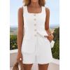 imagePRETTYGARDEN Womens 2 Piece Matching Sets 2026 Fashion Suit Vest Tops Shorts Set Spring Business Casual Vacation OutfitsWhite