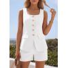 imagePRETTYGARDEN Womens 2 Piece Matching Sets 2026 Fashion Suit Vest Tops Shorts Set Spring Business Casual Vacation OutfitsWhite